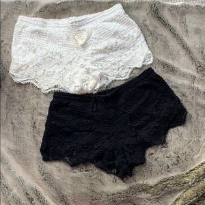 Express Black and White Lace Shorts